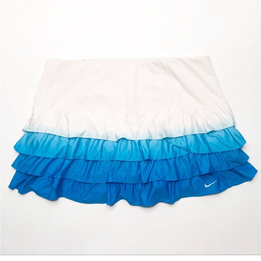 Nike White Blue Ombre Ruffle Tennis Skort Large